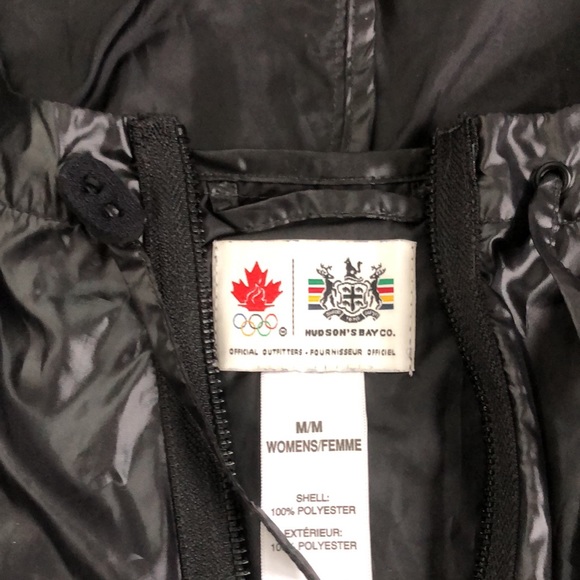 New HBC womens hooded long black shell lightweight packable rain coat M med - Picture 3 of 6